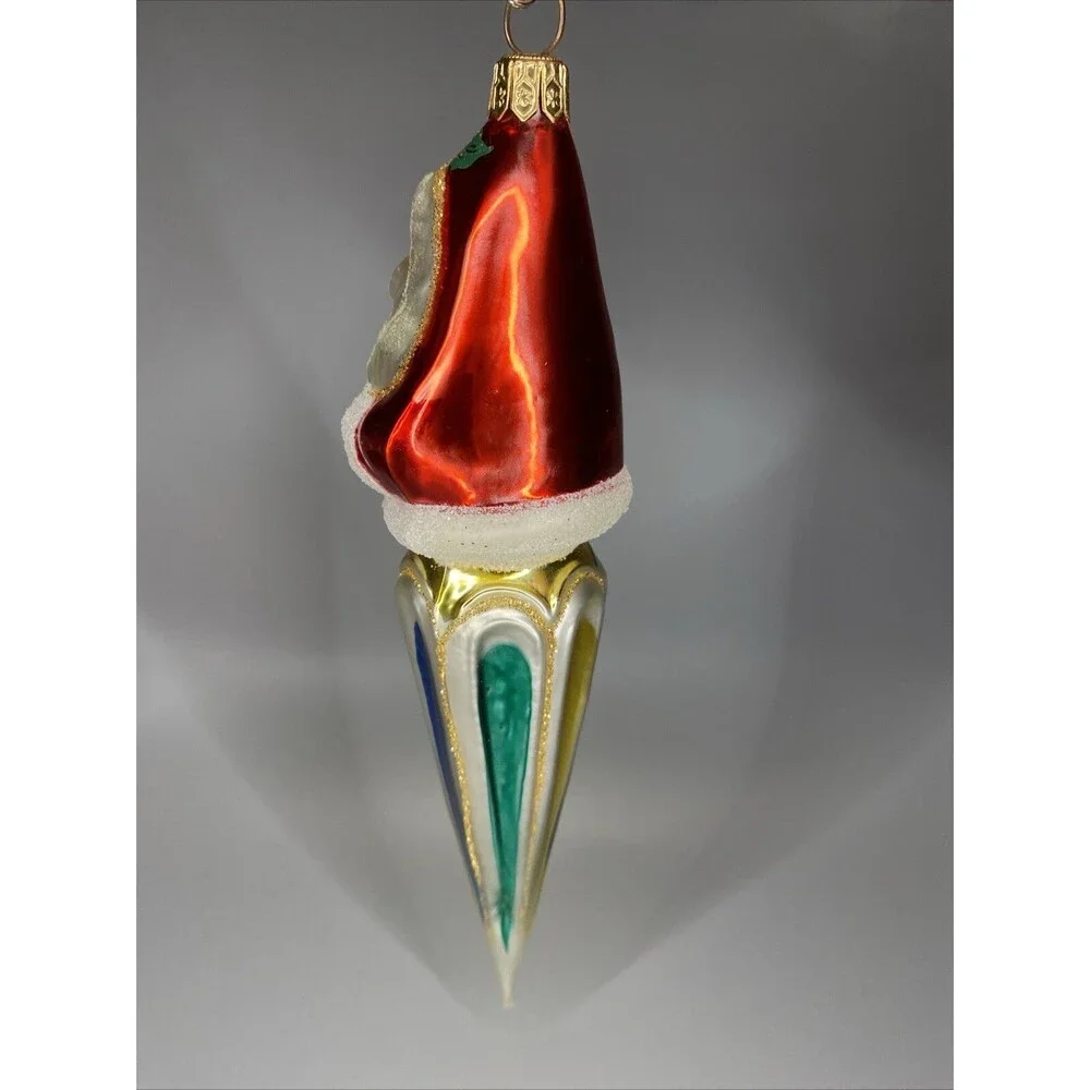 Kurt Adler Santa Icicle Polonaise Glass Christmas Drop Ornament by KOMOZJA